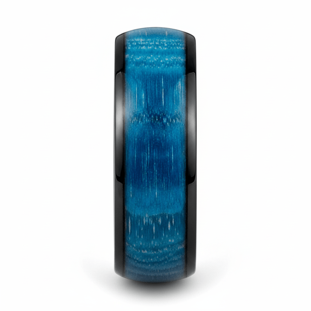 NASOS — Front-facing straight-on view — men's tungsten wedding ring.