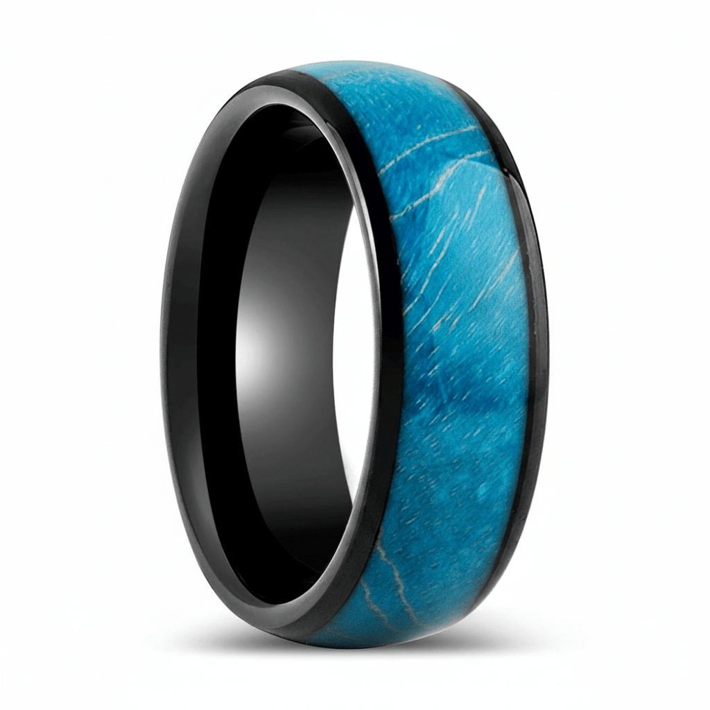 NASOS — Hero product shot — men's tungsten wedding ring.