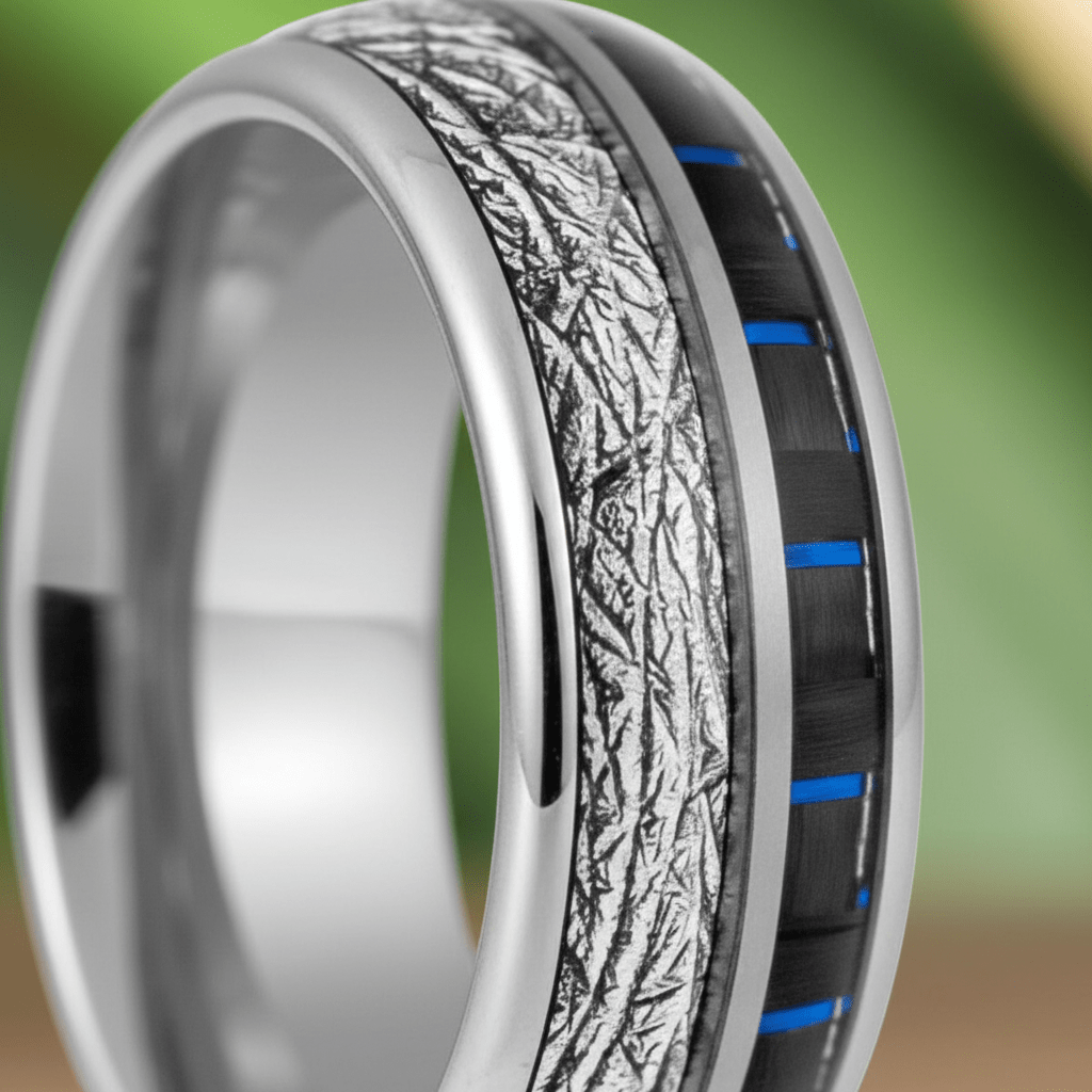 NEBULON — Extreme macro detail — men's tungsten wedding ring.