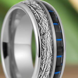 NEBULON — Extreme macro detail — men's tungsten wedding ring.