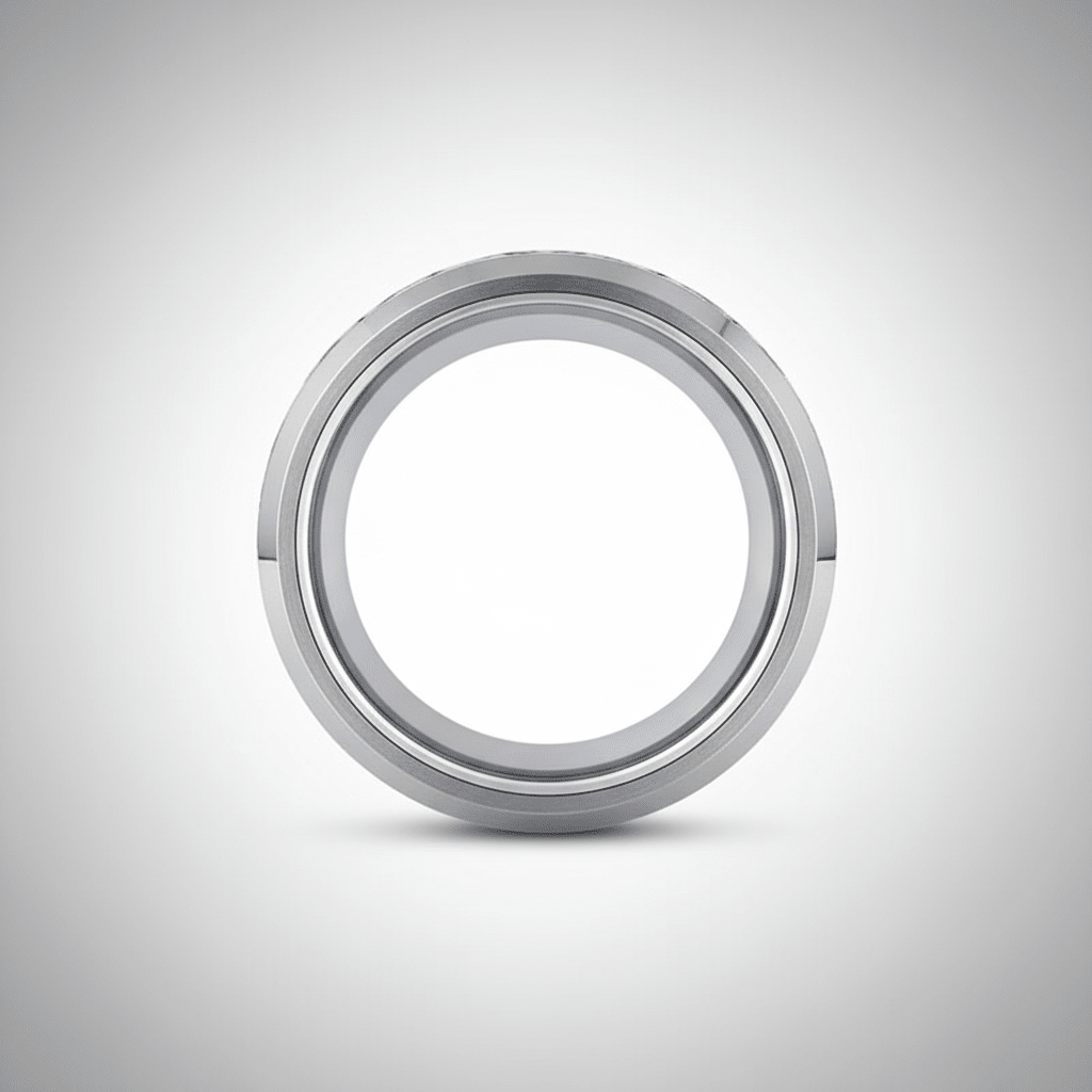 NESO — Center-through axial view — men's tungsten wedding ring.