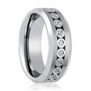 NESO — Hero product shot — men's tungsten wedding ring.