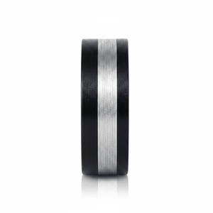 NIGHTHAWK — angled view — men's tungsten carbide wedding ring | Aydins Jewelry