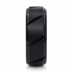 NIGHTWORK — detail view — men's tungsten carbide wedding ring | Aydins Jewelry