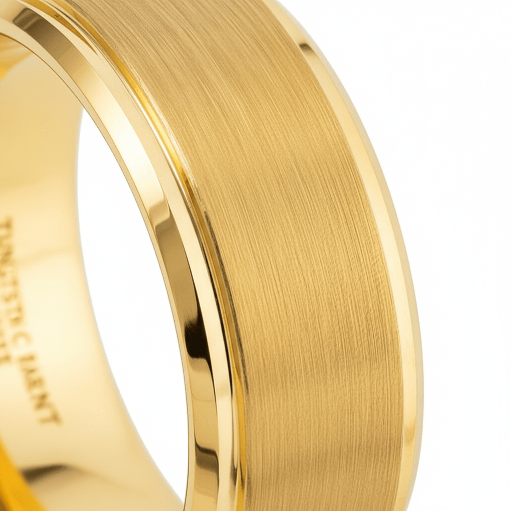 NIX — close-up detail — men's tungsten carbide wedding ring | Aydins Jewelry