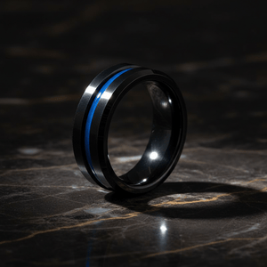 NORWAY — detail view — men's tungsten carbide wedding ring | Aydins Jewelry