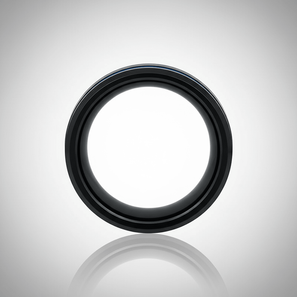 NORWAY — Center-through axial view — men's tungsten wedding ring.