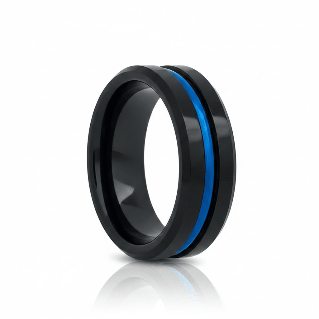 NORWAY — Hero product shot — men's tungsten wedding ring.