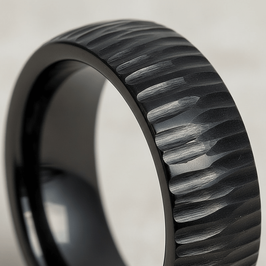 NYTHORN — close-up detail — men's tungsten carbide wedding ring | Aydins Jewelry
