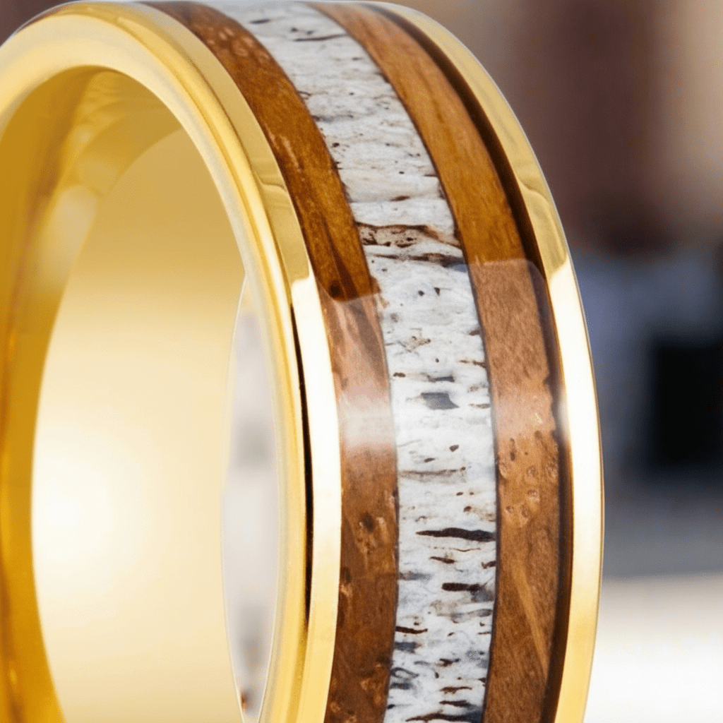 OAKRIDGE — Extreme macro detail — men's tungsten wedding ring.