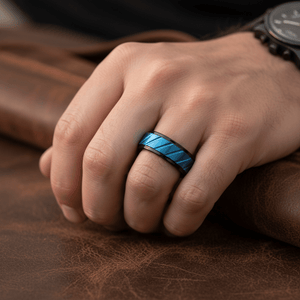 OBERON — lifestyle on hand — men's tungsten carbide wedding ring | Aydins Jewelry