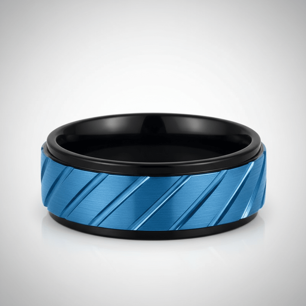 OBERON — alternate angle — men's tungsten carbide wedding ring | Aydins Jewelry