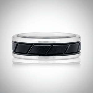 OBSIDIAN — alternate angle — men's tungsten carbide wedding ring | Aydins Jewelry