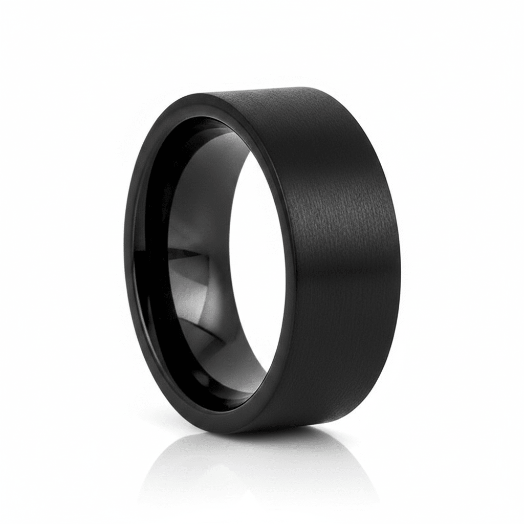 OBSIDIANIX — hero shot — men's tungsten carbide wedding ring | Aydins Jewelry