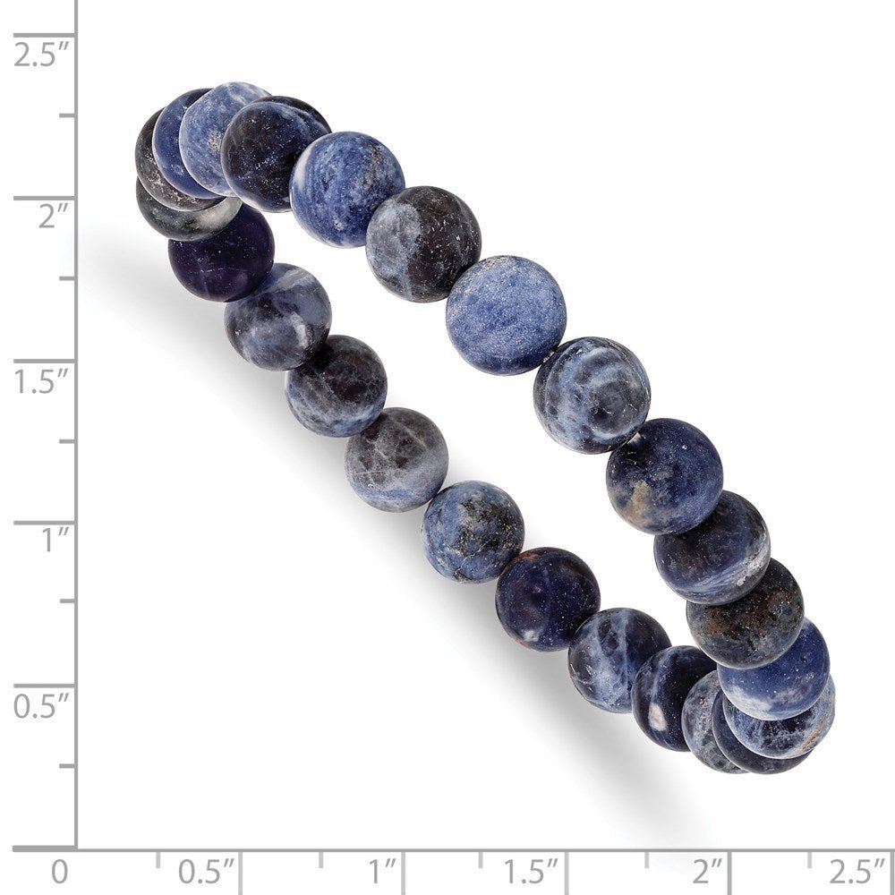 Blue Agate Beaded Stretch Bracelet for Men and Women