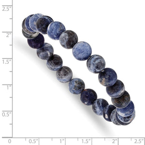Blue Agate Beaded Stretch Bracelet for Men and Women