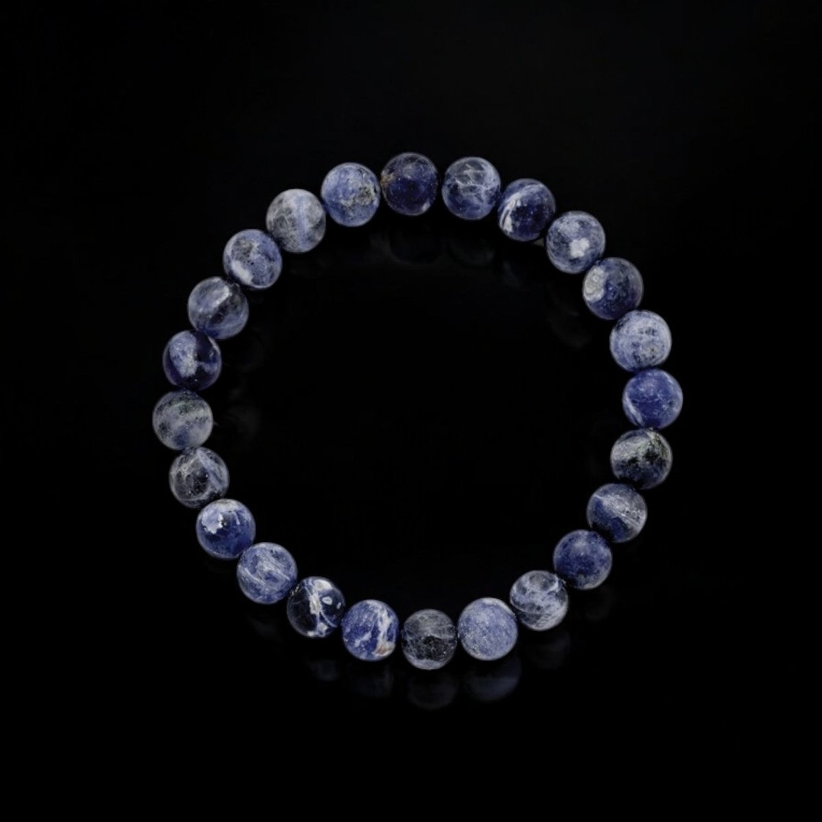Sodalite Agate Bead Bracelet with Stretch Fit