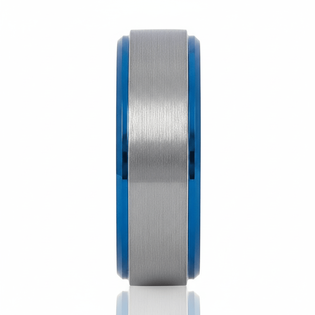 OCEANIC — angled view — men's tungsten carbide wedding ring | Aydins Jewelry