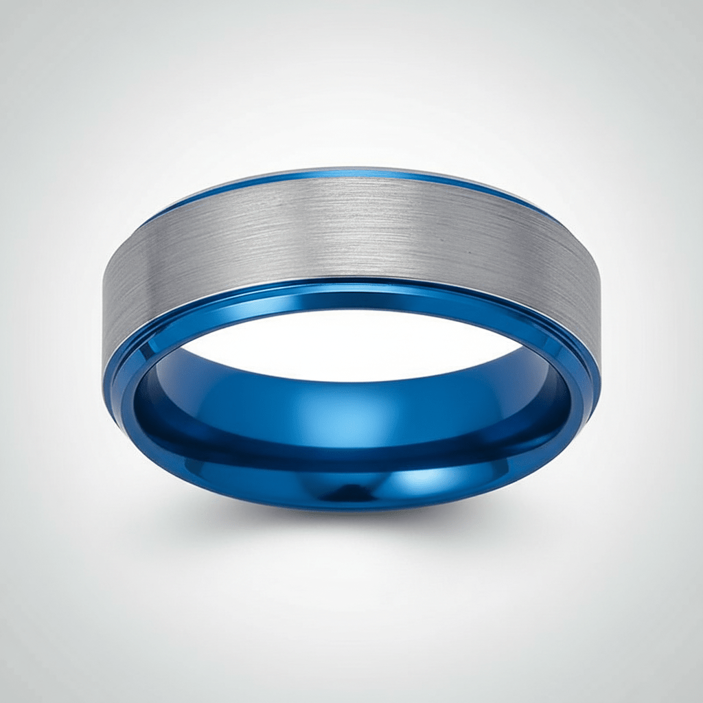 OCEANIC — alternate angle — men's tungsten carbide wedding ring | Aydins Jewelry