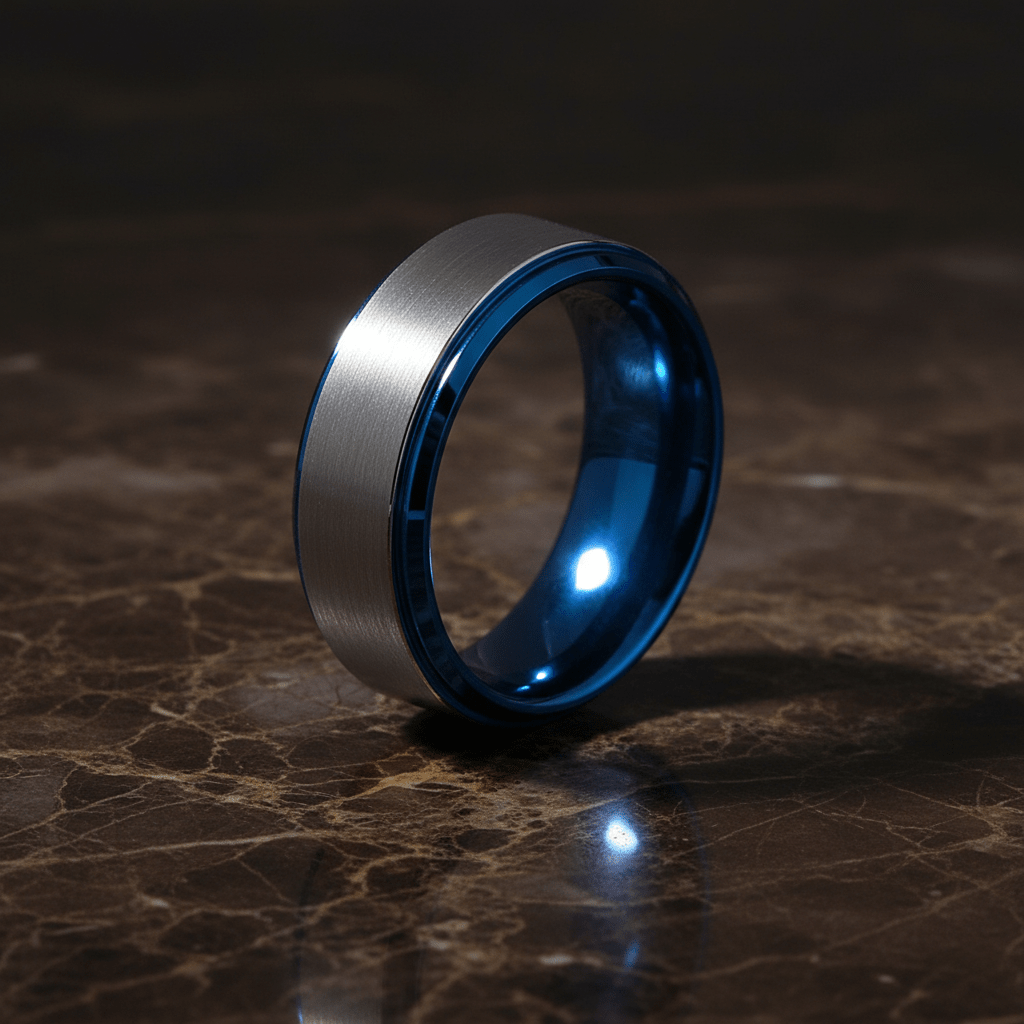 OCEANIC — detail view — men's tungsten carbide wedding ring | Aydins Jewelry