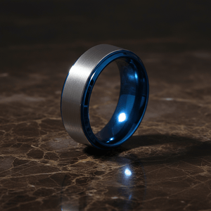 OCEANIC — detail view — men's tungsten carbide wedding ring | Aydins Jewelry