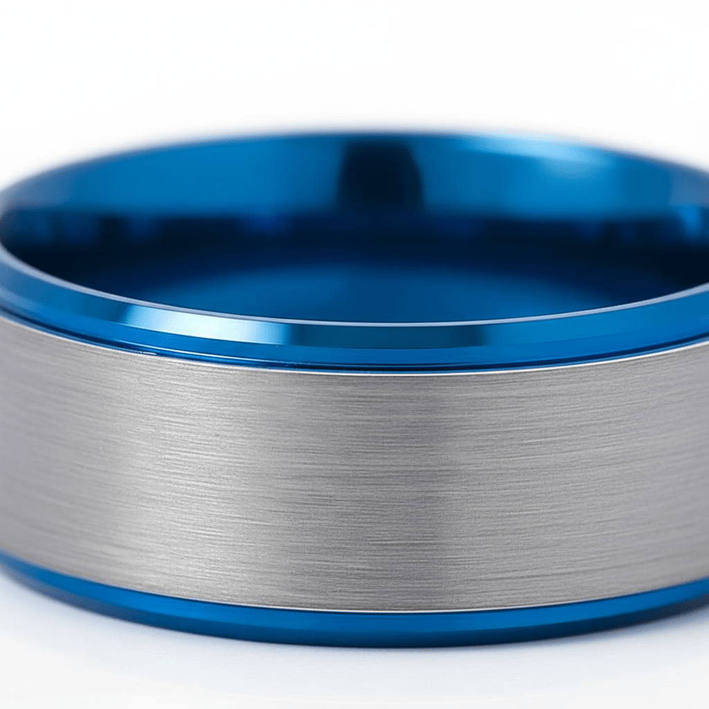 OCEANIC — close-up detail — men's tungsten carbide wedding ring | Aydins Jewelry