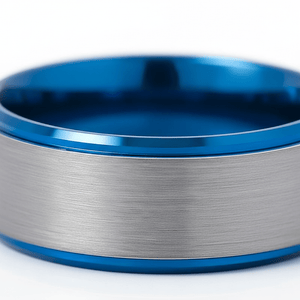 OCEANIC — close-up detail — men's tungsten carbide wedding ring | Aydins Jewelry