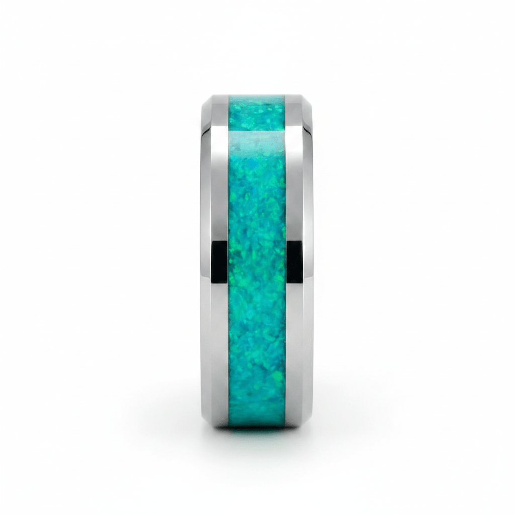OCEARA — Front-facing straight-on view — men's tungsten wedding ring.