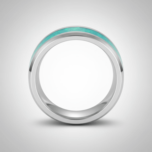 OCEARA — Center-through axial view — men's tungsten wedding ring.