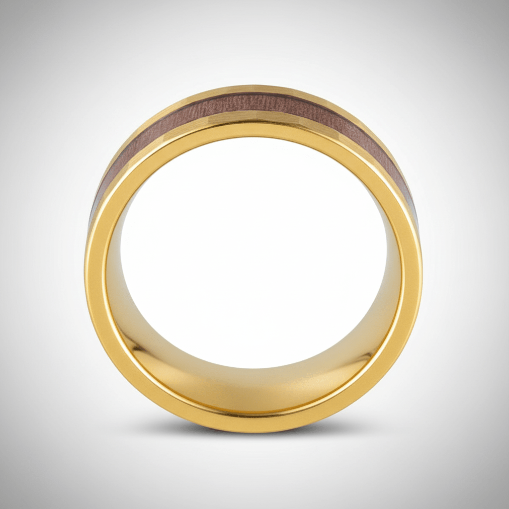OCTANS — Center-through axial view — men's tungsten wedding ring.