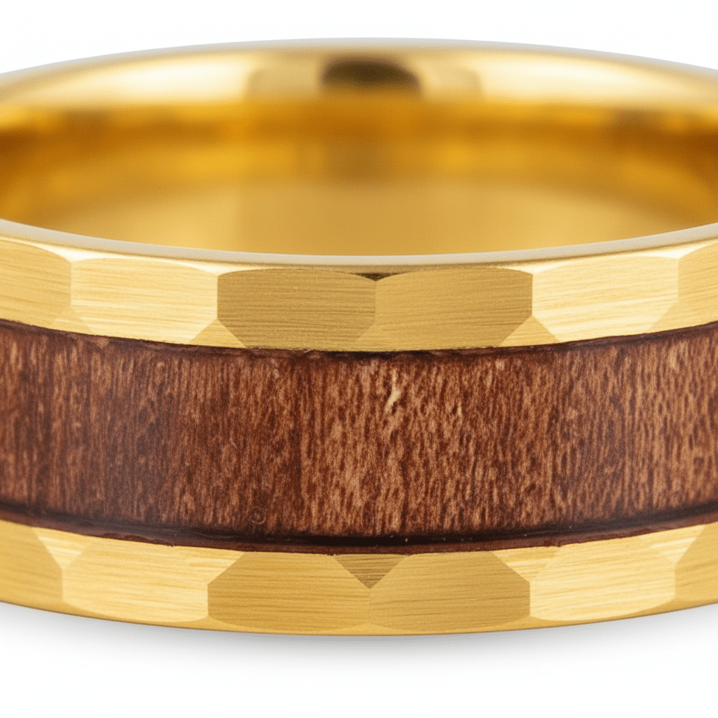 OCTANS — Extreme macro detail — men's tungsten wedding ring.