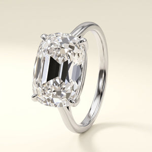 Old Mine elongated cushion lab-grown diamond solitaire engagement ring, White Gold, hero