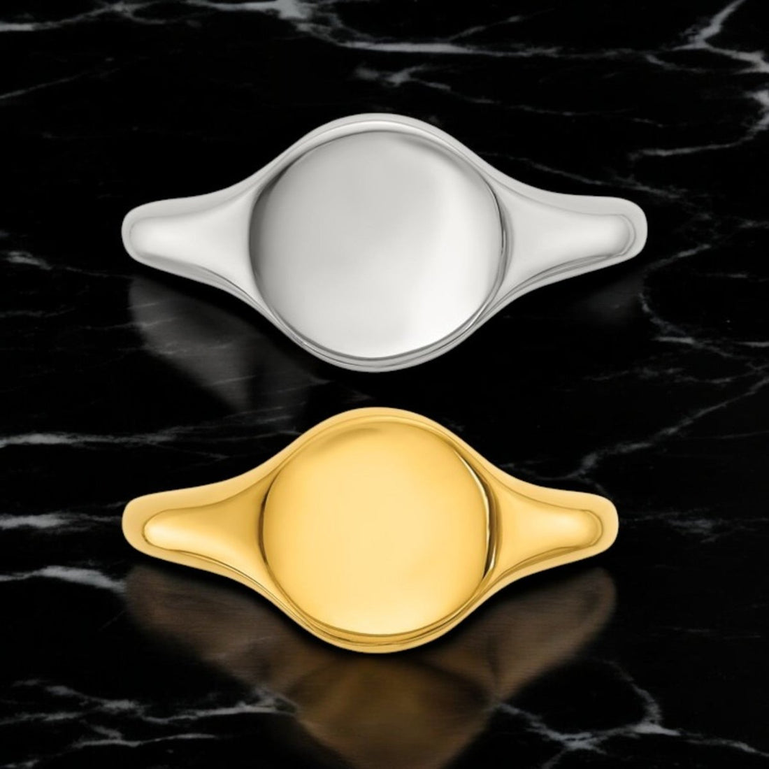 ORBIT | Custom Engraved Women's Signet Ring - Gold & Silver