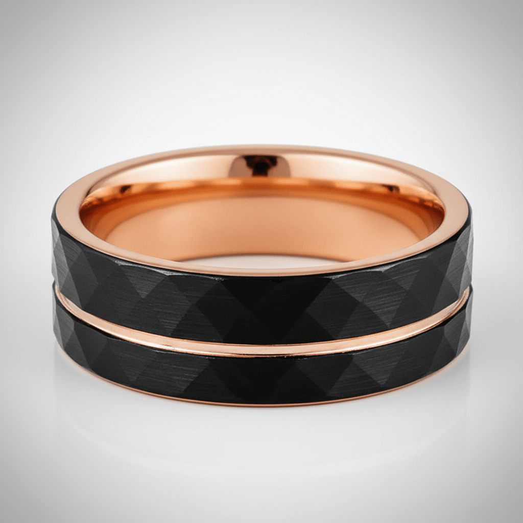 ORLANDO — Center-through axial view — men's tungsten wedding ring.