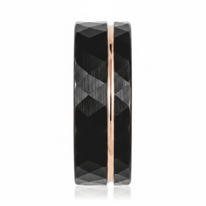 ORLANDO — Front-facing straight-on view — men's tungsten wedding ring.