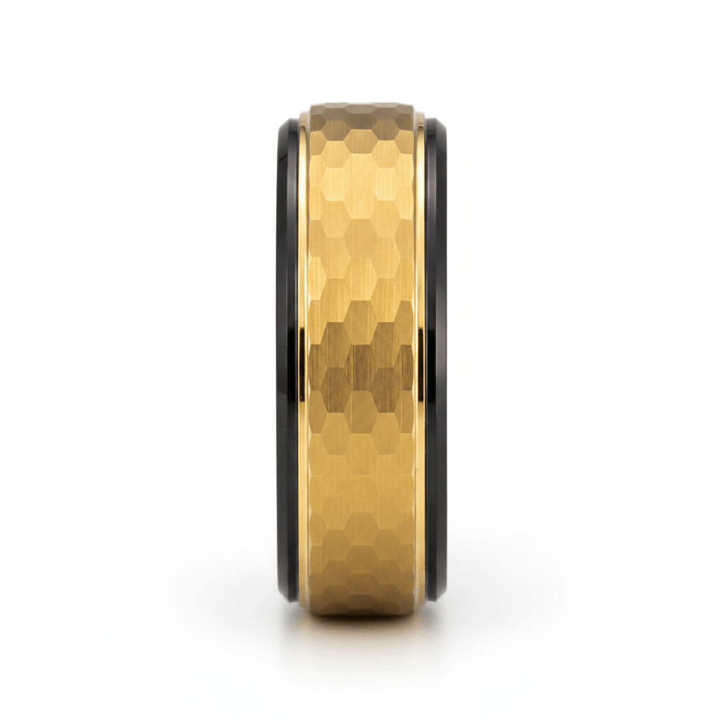 OZAK — Front-facing straight-on view — men's tungsten wedding ring.