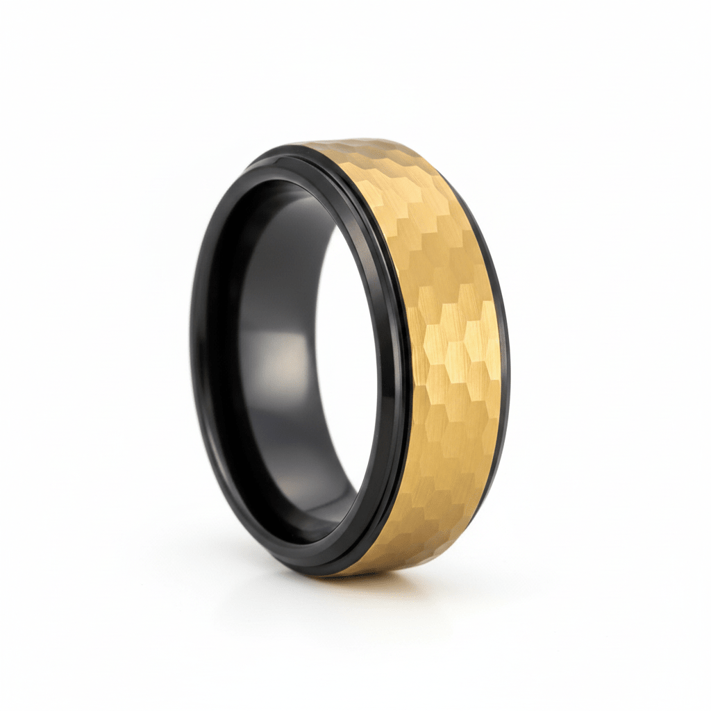 OZAK — Hero product shot — men's tungsten wedding ring.