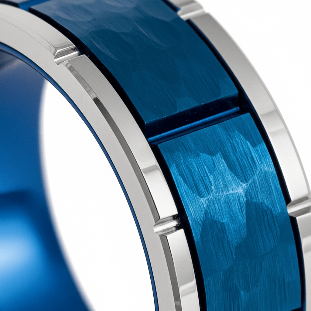 PACHUTA — Extreme macro detail — men's tungsten wedding ring.