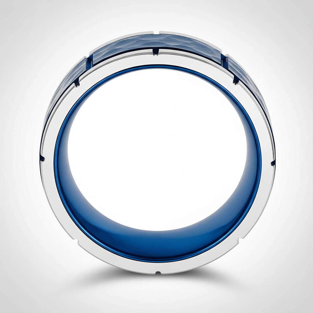 PACHUTA — Center-through axial view — men's tungsten wedding ring.