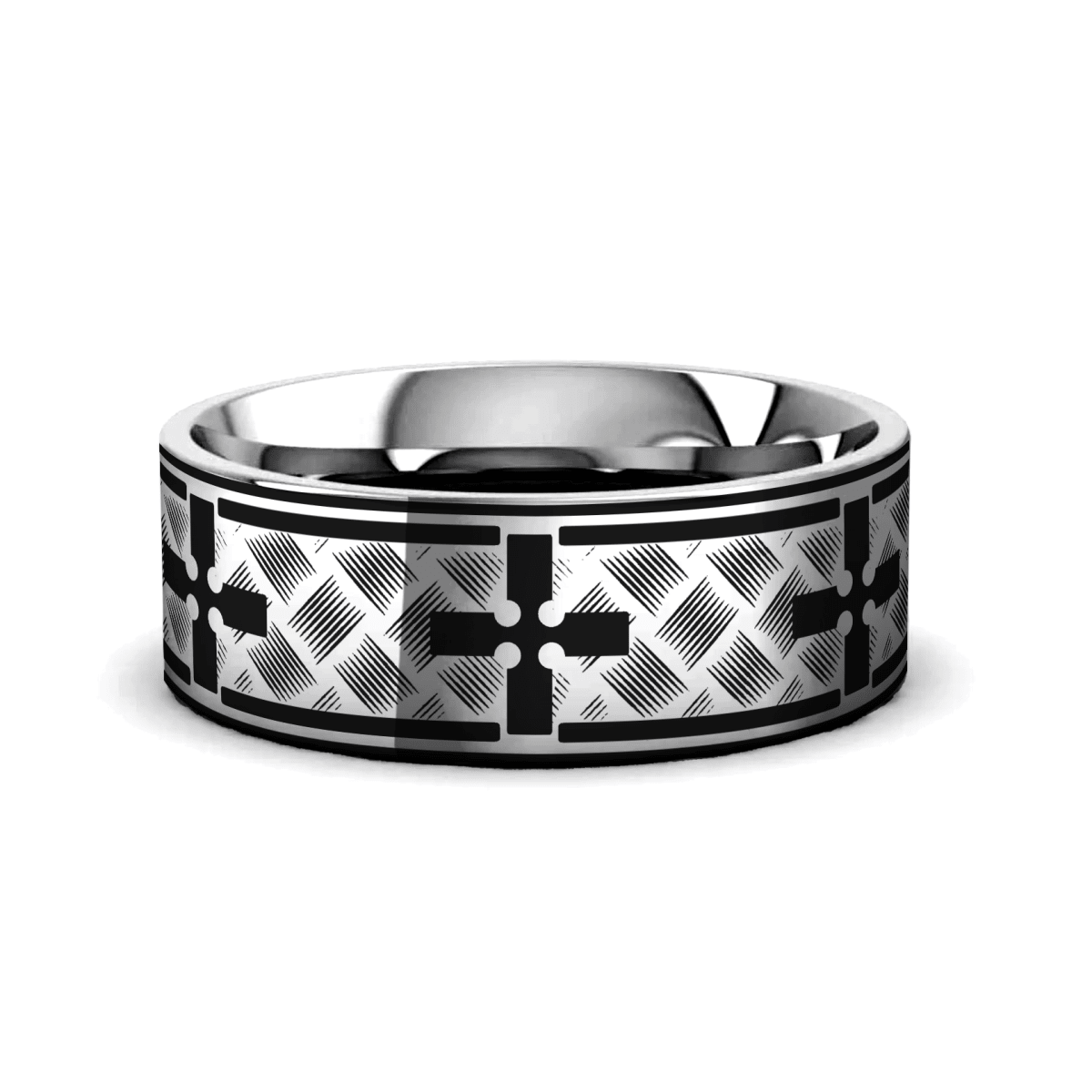 PARISH silver tungsten ring with woven cross pattern across the band – Aydins Jewelry