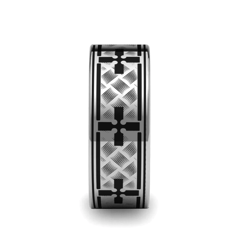 PARISH silver tungsten ring with woven cross pattern across the band – Aydins Jewelry