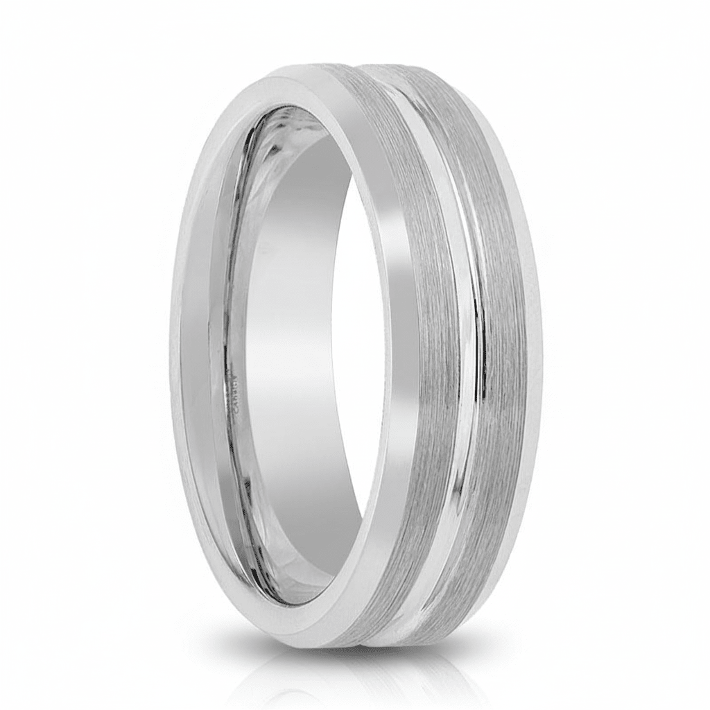 PATAGONIA — hero shot — men's tungsten carbide wedding ring | Aydins Jewelry