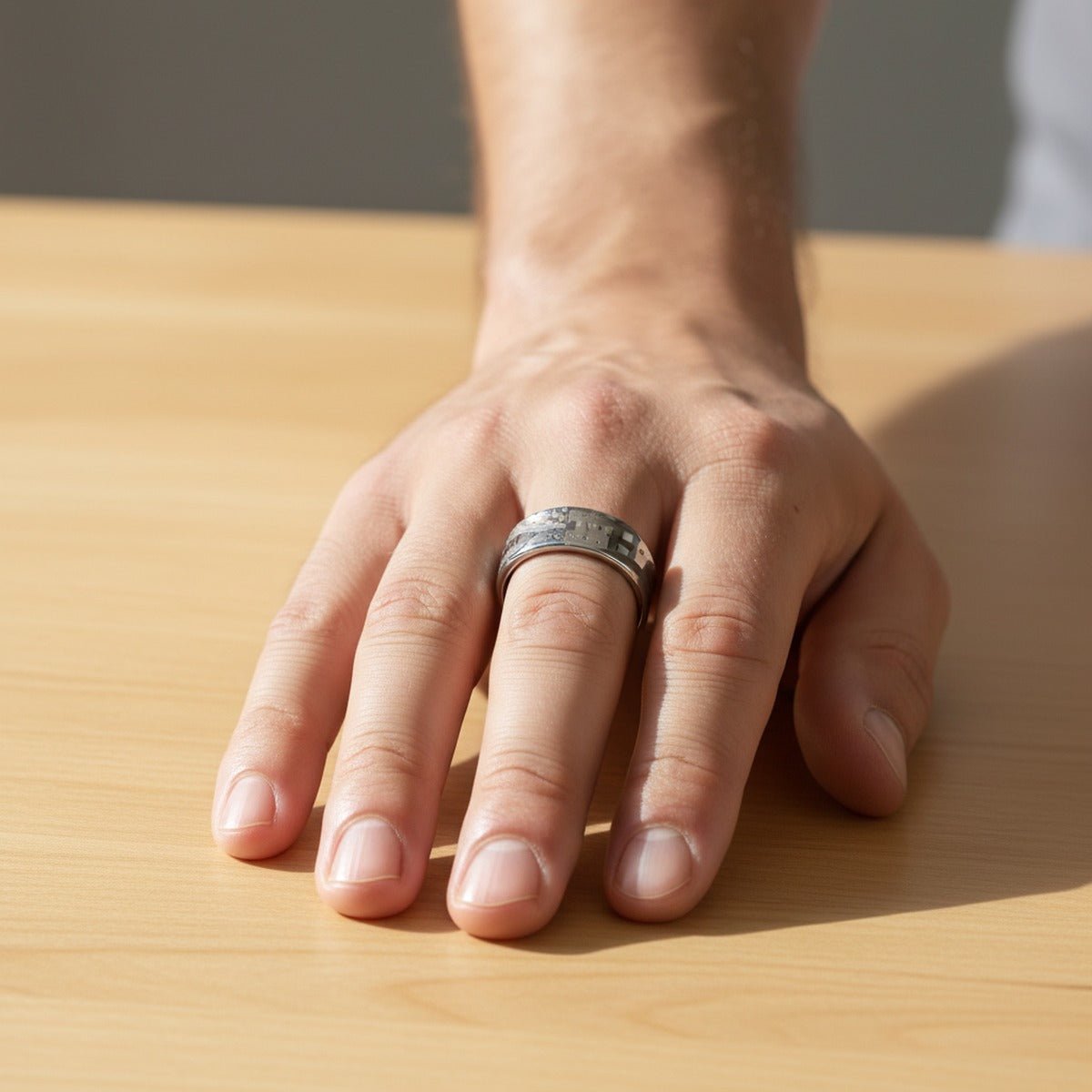 PATRIOT polished tungsten carbide ring, hand lifestyle