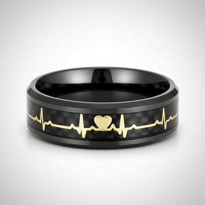 PEAPACK — Center-through axial view — men's tungsten wedding ring.