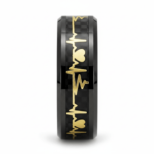 PEAPACK — Front-facing straight-on view — men's tungsten wedding ring.