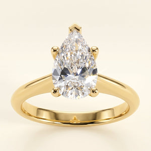 Pear lab-grown diamond solitaire engagement ring, Yellow Gold, studio hero