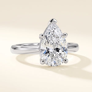 Pear lab-grown diamond solitaire engagement ring, White Gold, studio hero