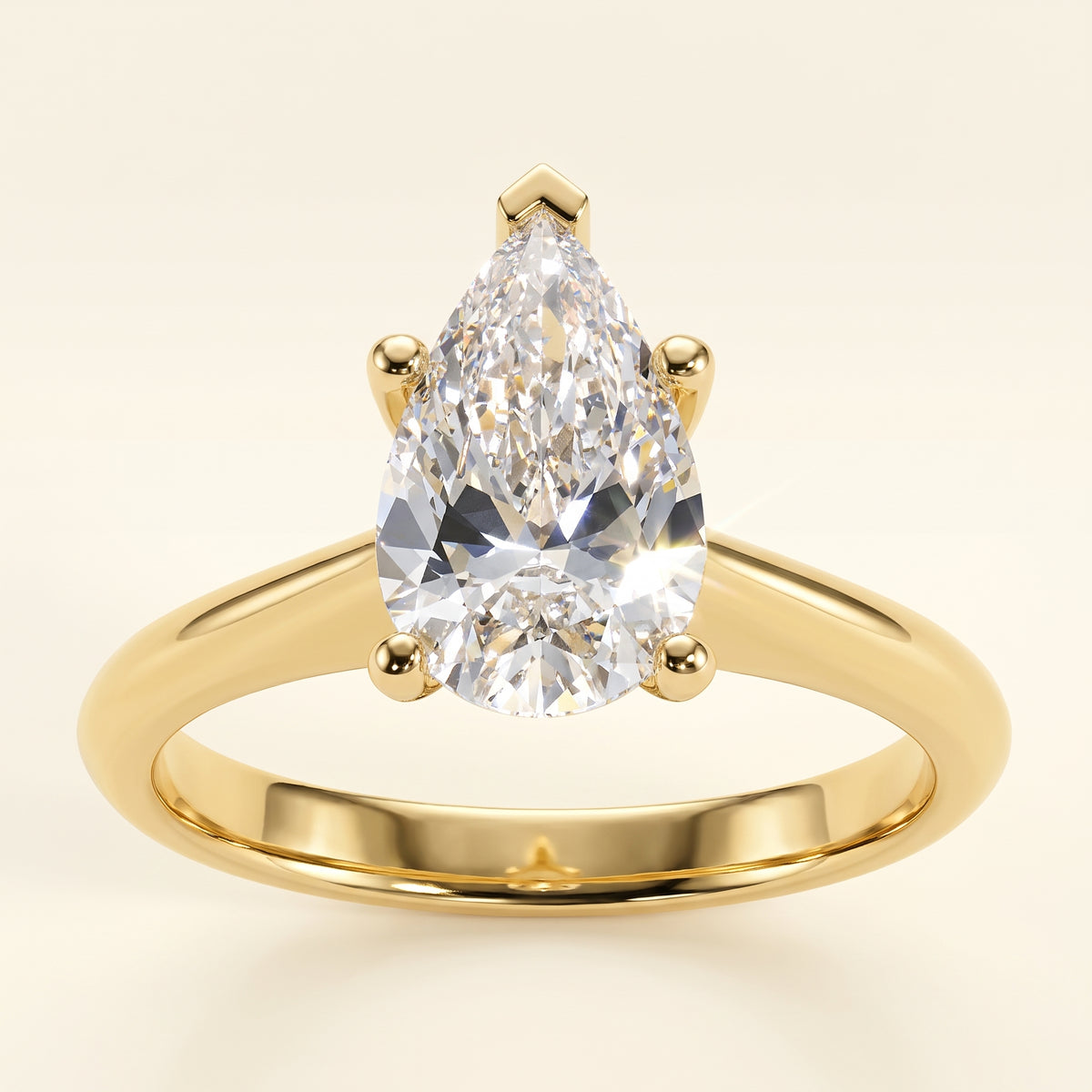 Pear lab-grown diamond solitaire engagement ring, Yellow Gold, studio hero