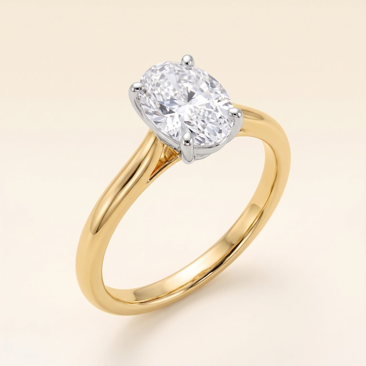 PENELOPE oval lab-grown diamond ring in 14K two-tone gold, studio hero, approx. 1 ct center