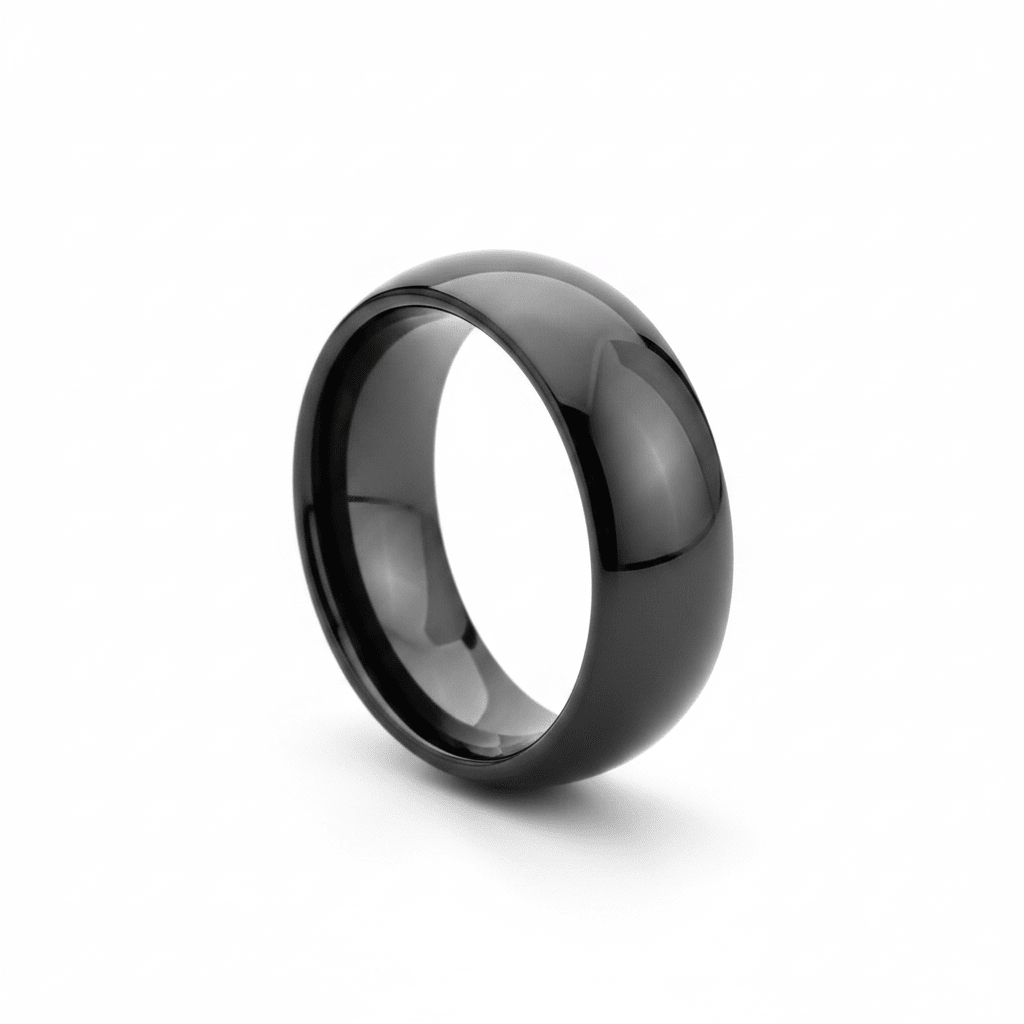 PEPPER — Hero product shot — men's tungsten wedding ring.
